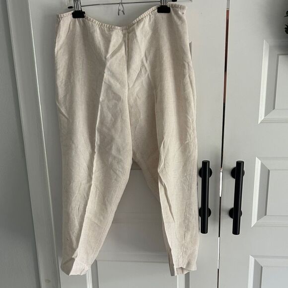 Eileen Fisher oatmeal linen Pants large - Picture 1 of 7